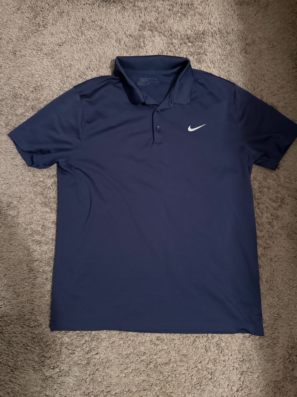 Nike Men's Navy Blue Polo with White Swoosh